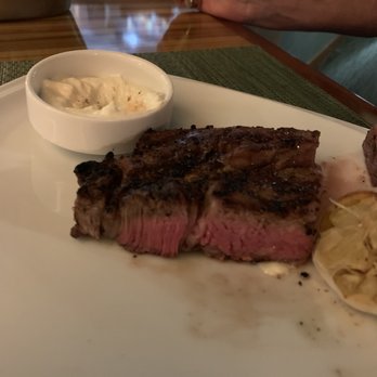 The Pointe Sea and Steak signature dishes Filet Mignon, Ribeye, Crab Cakes, Lobster Tail